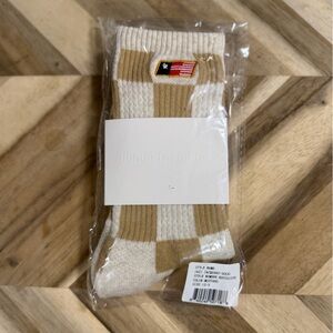 Stylish Tan and White Checkered Men's Socks
